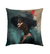 Close-up of Hip Hop Rhythms Outdoor Pillow highlighting its colorful pattern.